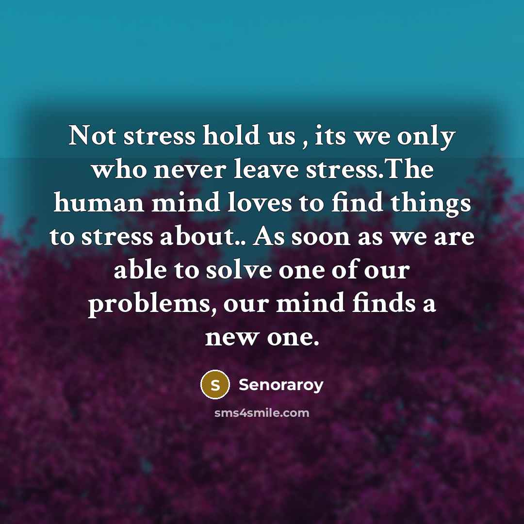 “Not stress hold us , its we only who never…” quote by Senoraroy