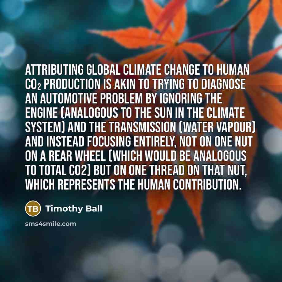 “Attributing global climate change to human CO₂ production is akin…” quote by Timothy Ball