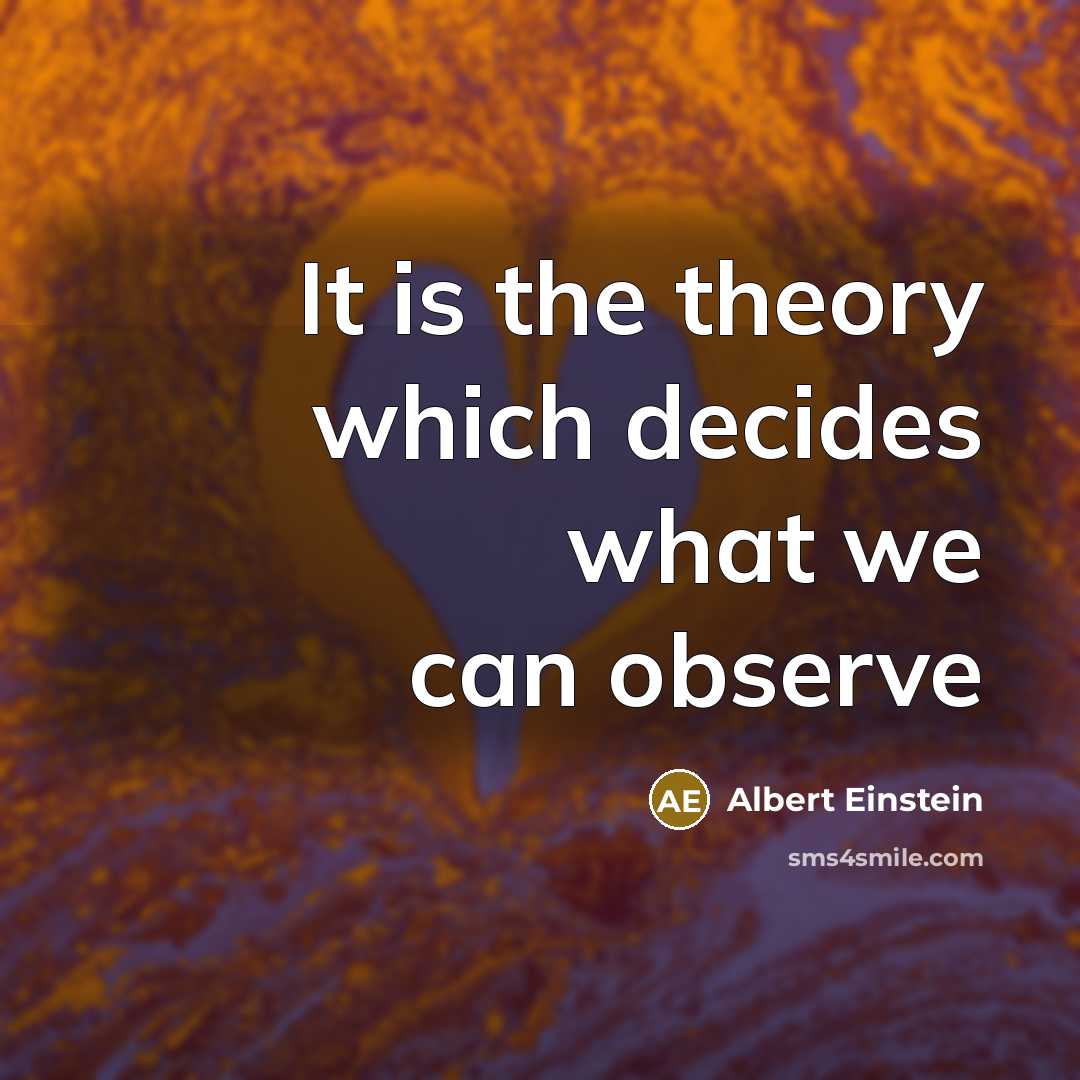 “It is the theory which decides what we can observe” quote by Albert Einstein