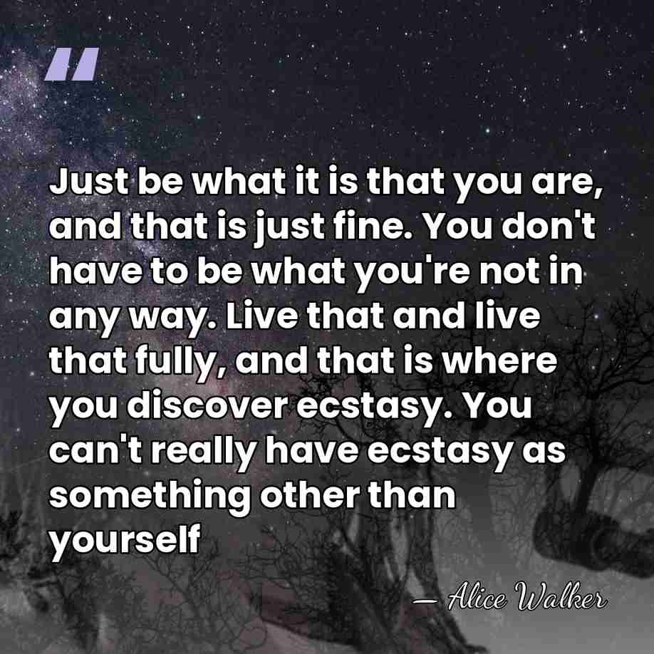 Just be what it is that you are, and that is just&hellip; - Alice Walker