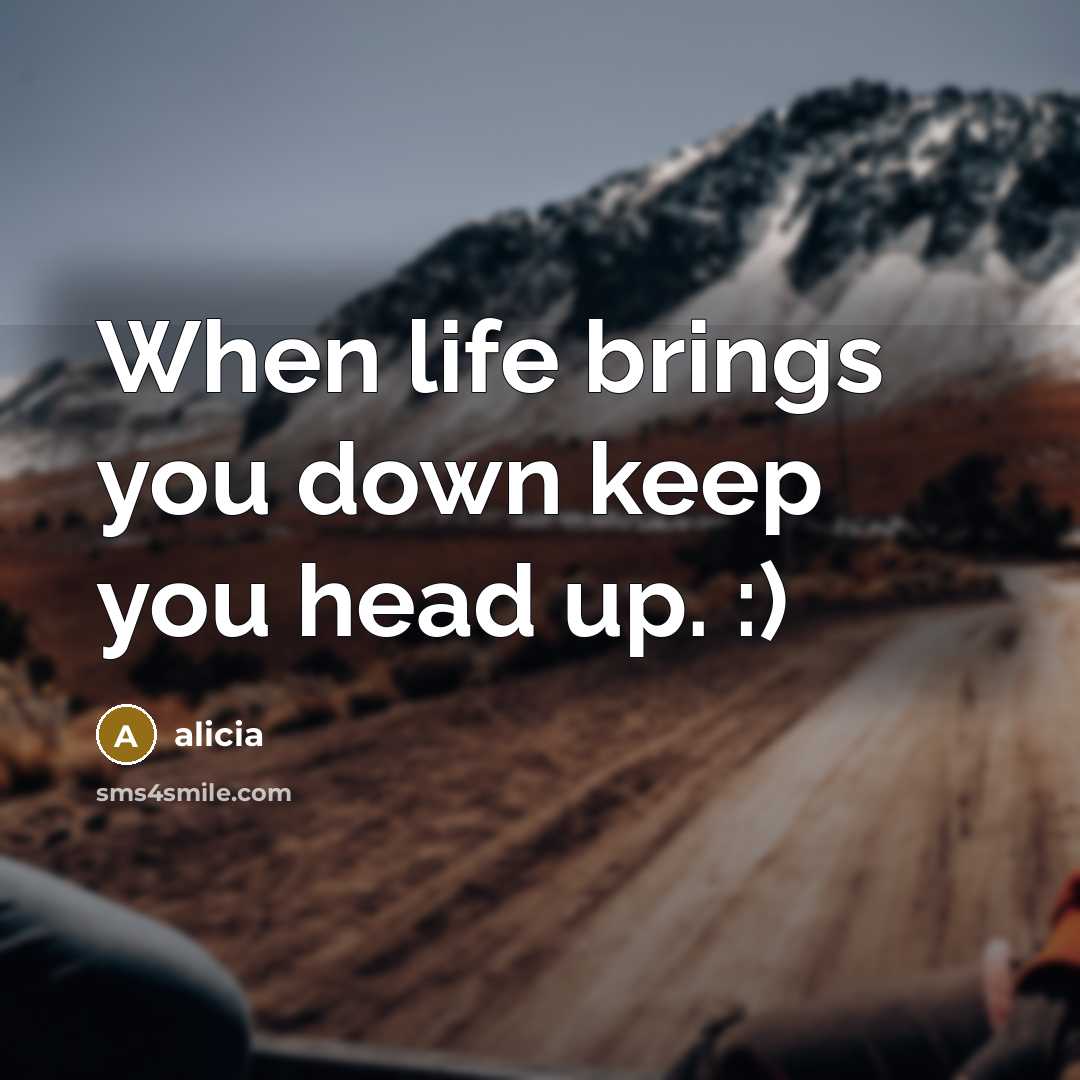 “When life brings you down keep you head up. :)” quote by Alicia