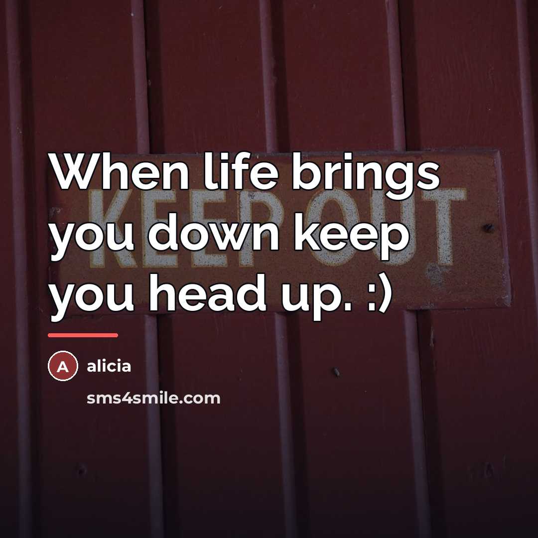 “When life brings you down keep you head up. :)…” quote by Alicia