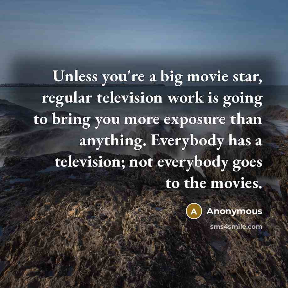 “Unless you're a big movie star, regular television work is going to bring you more exposure than anything. Everybody has a television; not everybody goes to the movies.” quote by Anonymous