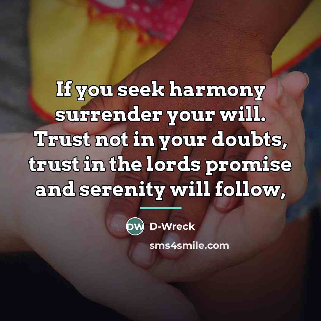 “If you seek harmony surrender your will. Trust not in…” quote by D-Wreck