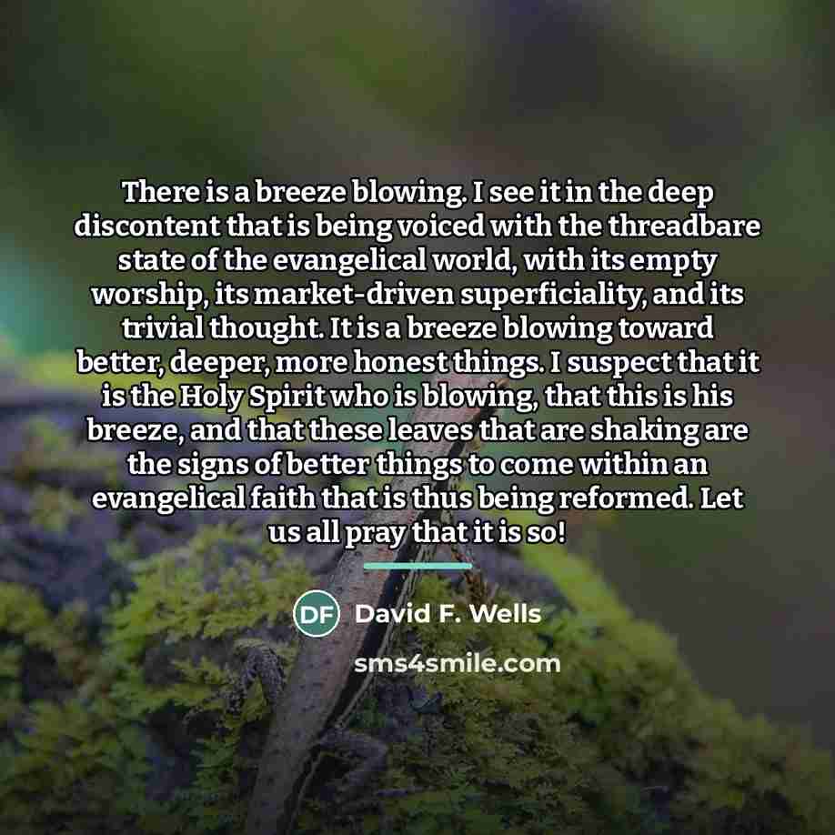 “There is a breeze blowing. I see it in the…” quote by David F. Wells