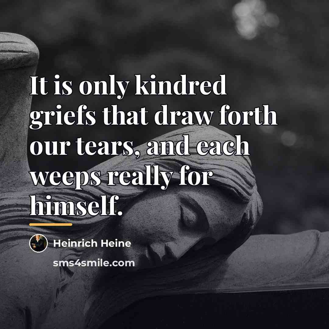 “It is only kindred griefs that draw forth our tears,…” quote by Heinrich Heine