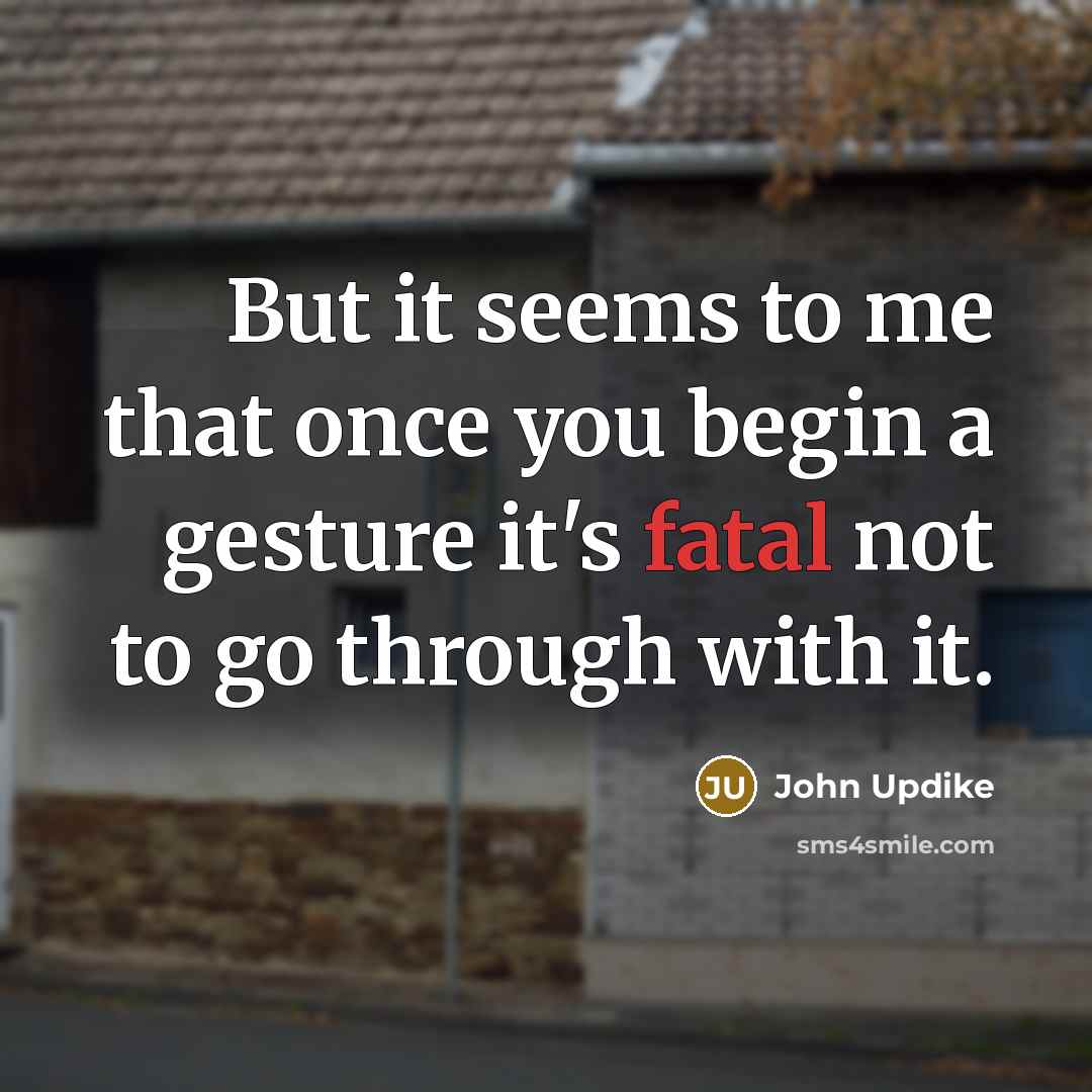 “But it seems to me that once you begin a…” quote by John Updike