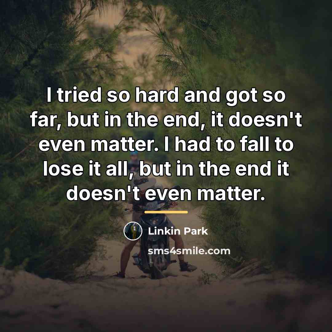 “I tried so hard and got so far, but in…” quote by Linkin Park