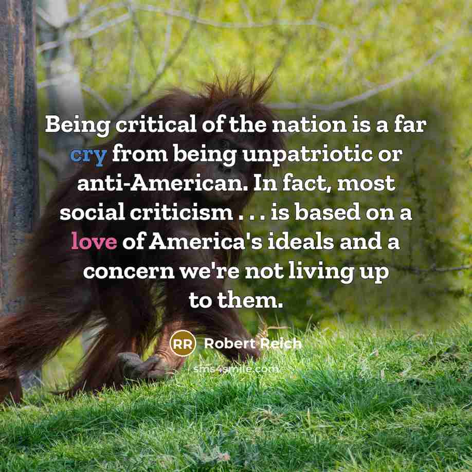 “Being critical of the nation is a far cry from…” quote by Robert Reich