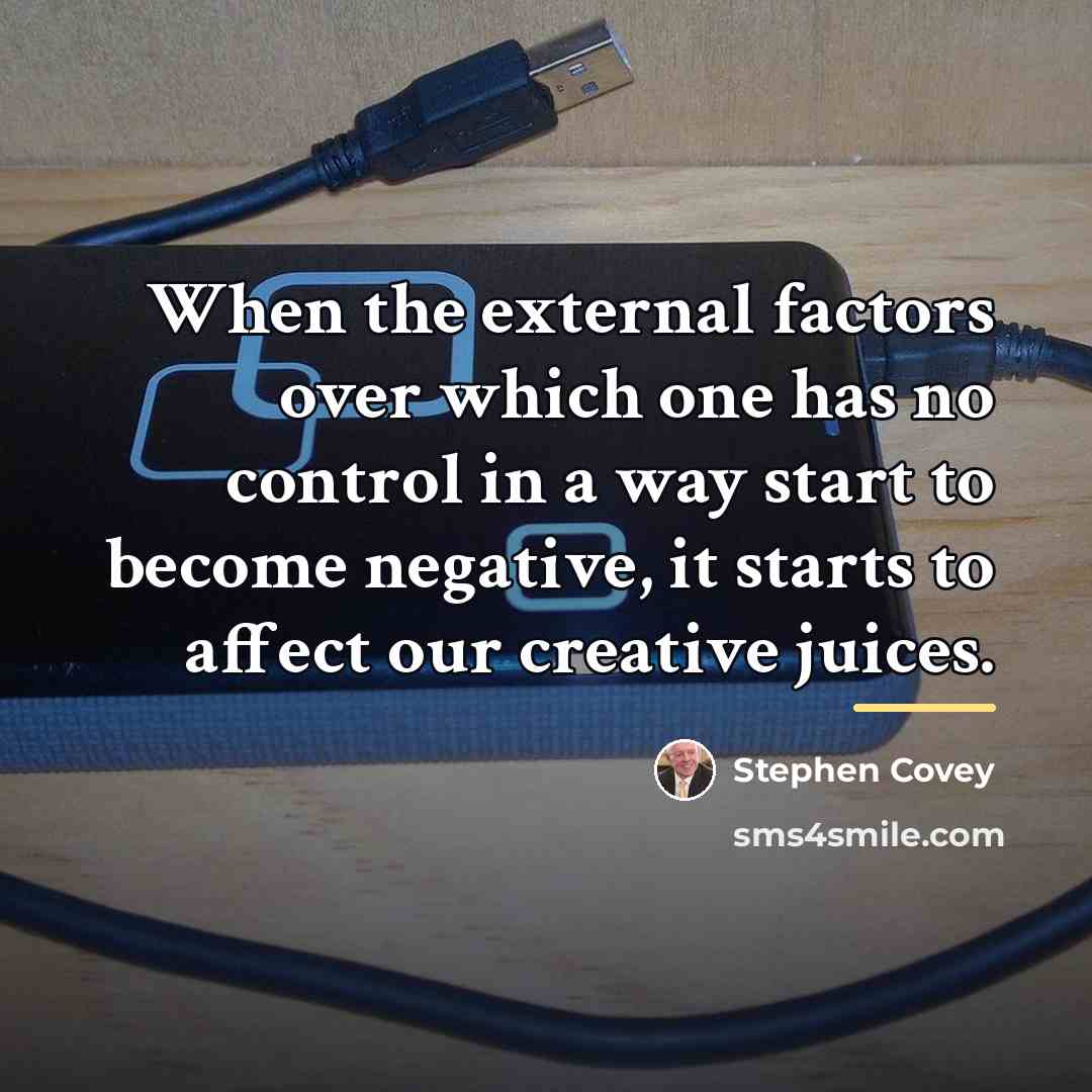 “When the external factors over which one has no control…” quote by Stephen Covey