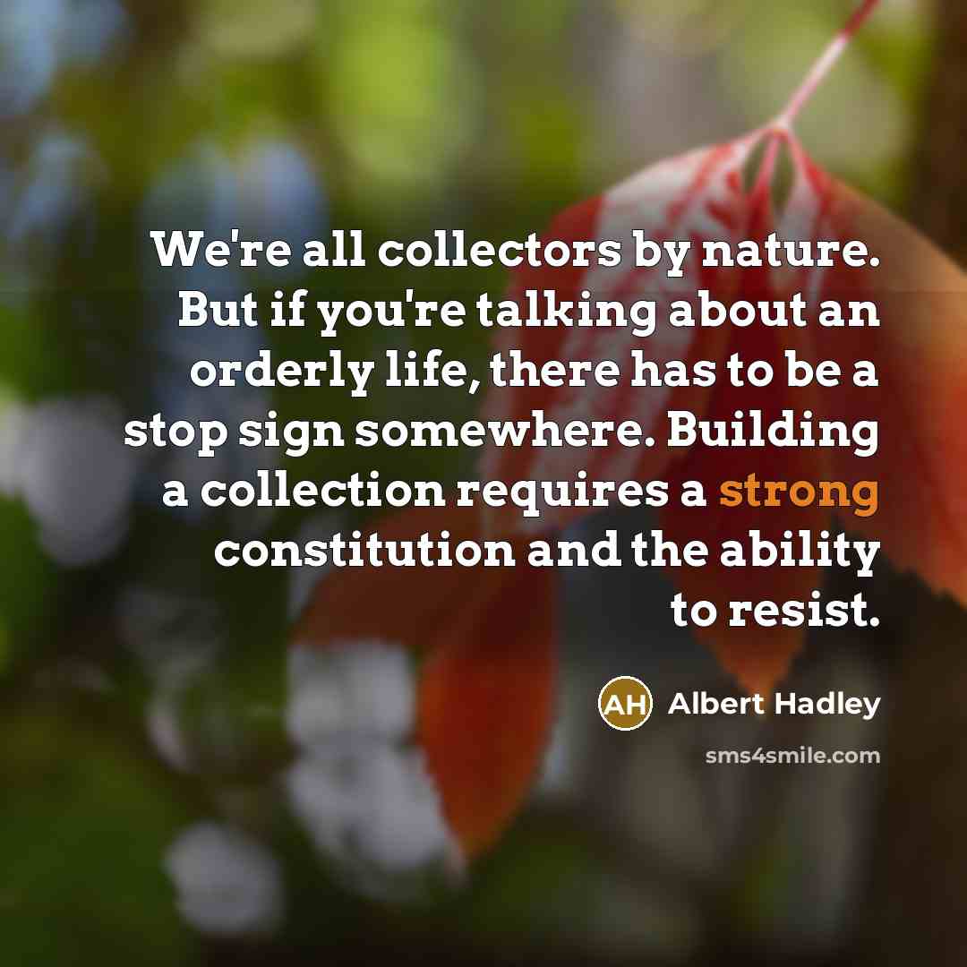 “We're all collectors by nature. But if you're talking about…” quote by Albert Hadley