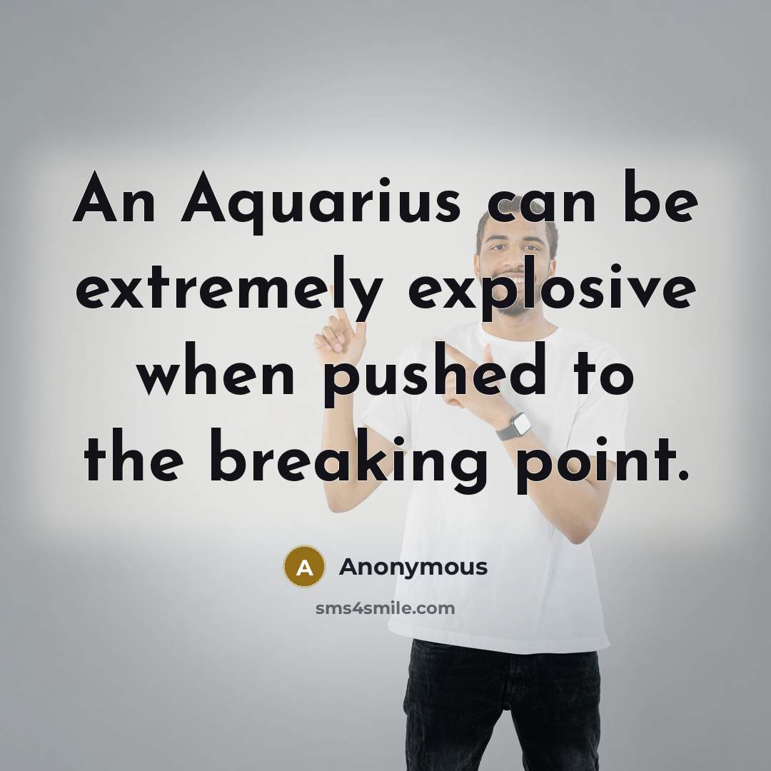 “An Aquarius can be extremely explosive when pushed to the breaking point.” quote by Anonymous