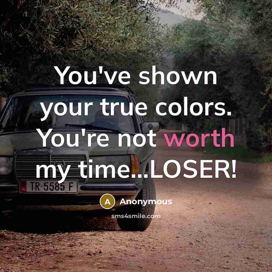 “You've shown your true colors. You're not worth my time...LOSER!…” quote by Anonymous