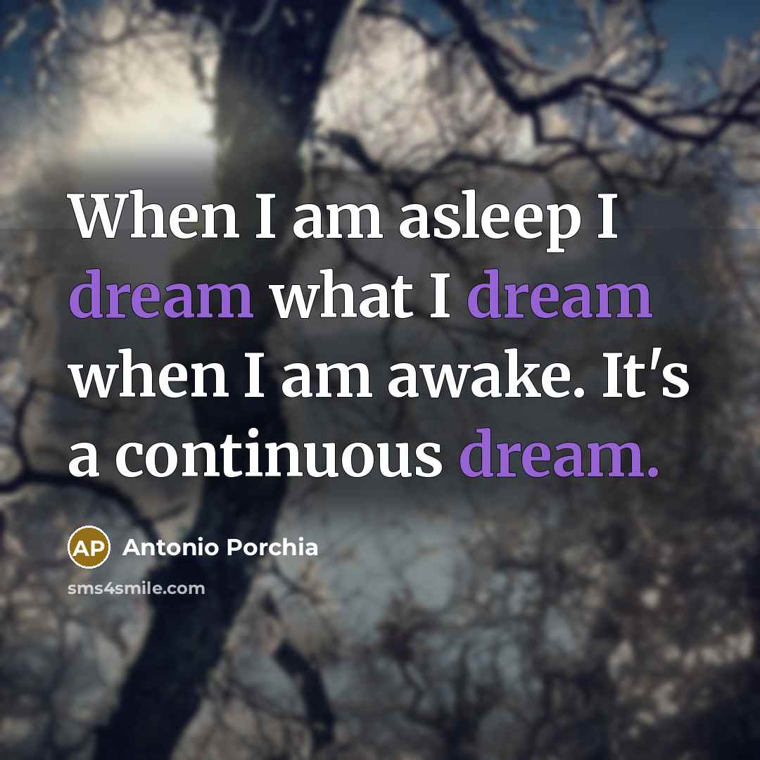 “When I am asleep I dream what I dream when…” quote by Antonio Porchia