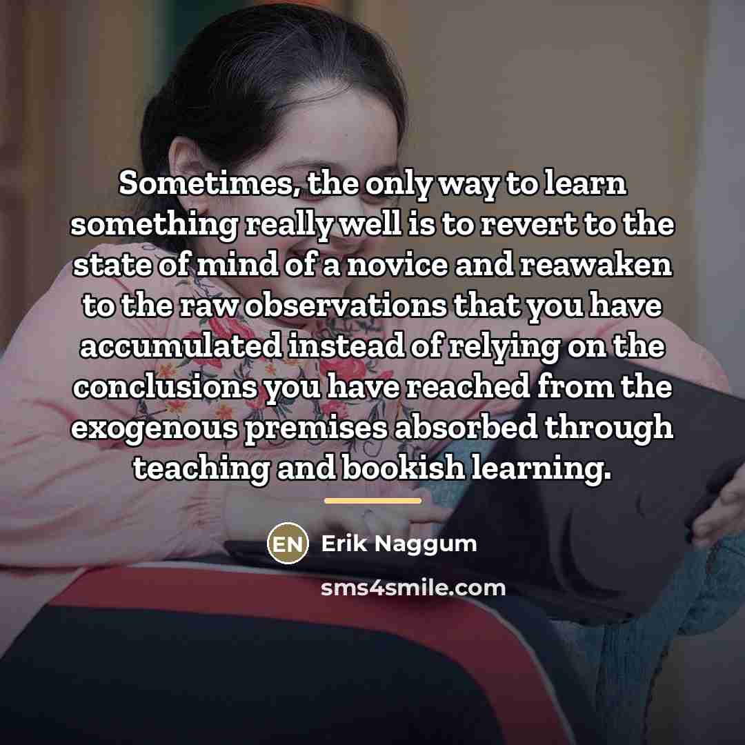 “Sometimes, the only way to learn something really well is…” quote by Erik Naggum