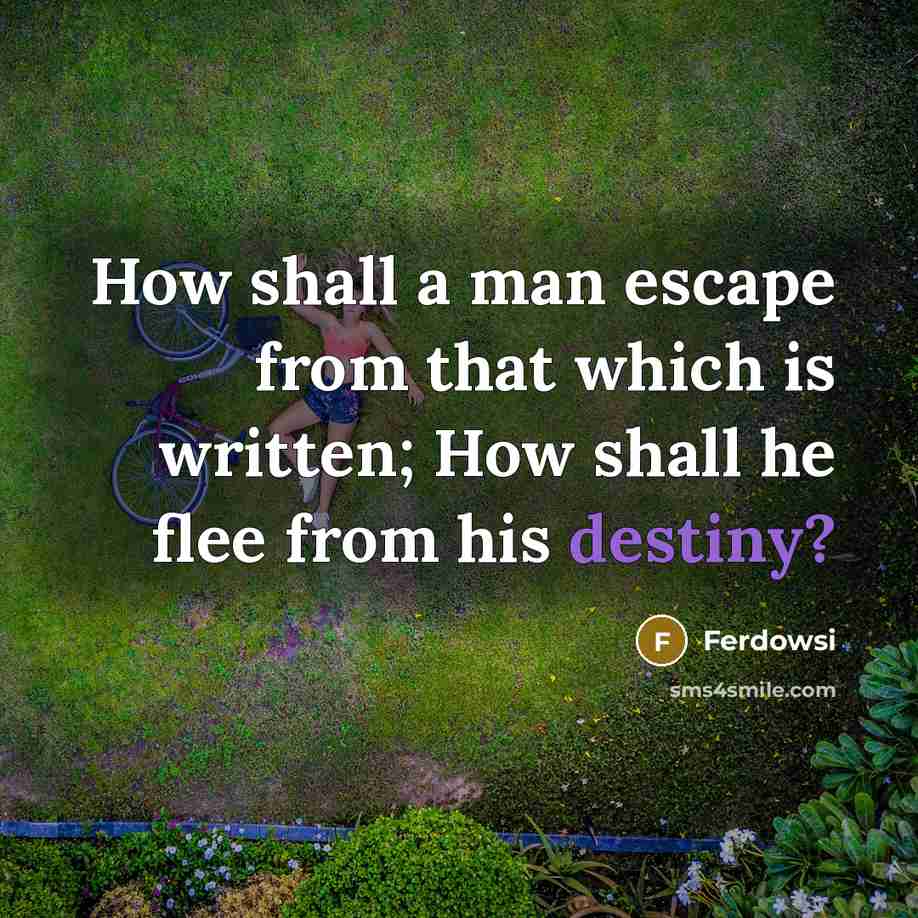 “How shall a man escape from that which is written;…” quote by Ferdowsi