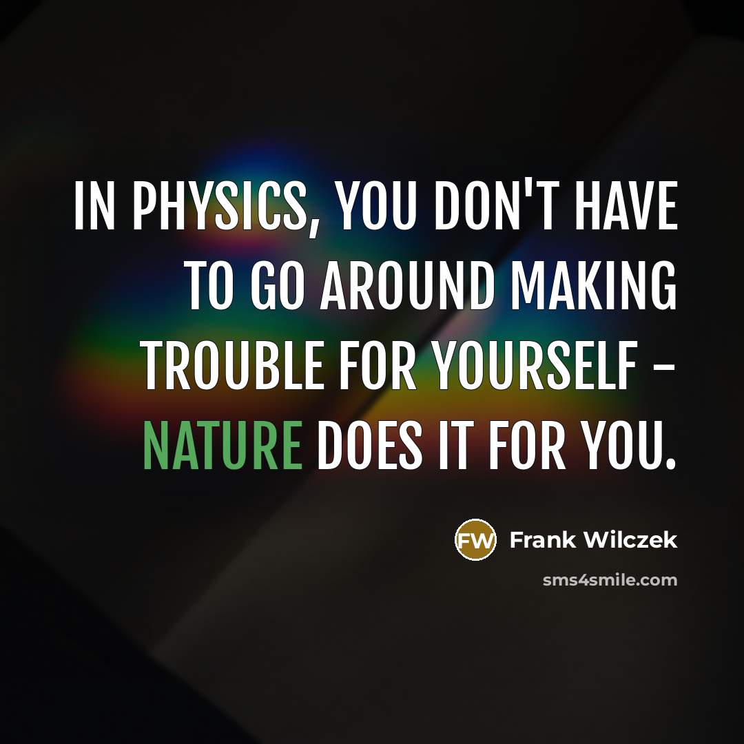 “In physics, you don't have to go around making trouble…” quote by Frank Wilczek