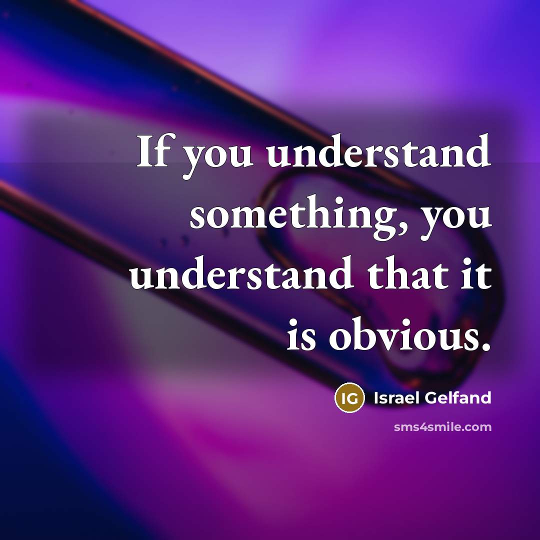 “If you understand something, you understand that it is obvious.…” quote by Israel Gelfand