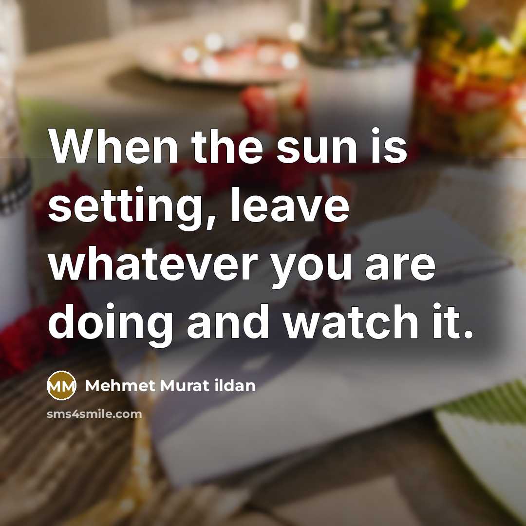 “When the sun is setting, leave whatever you are doing and watch it.” quote by Mehmet Murat Ildan