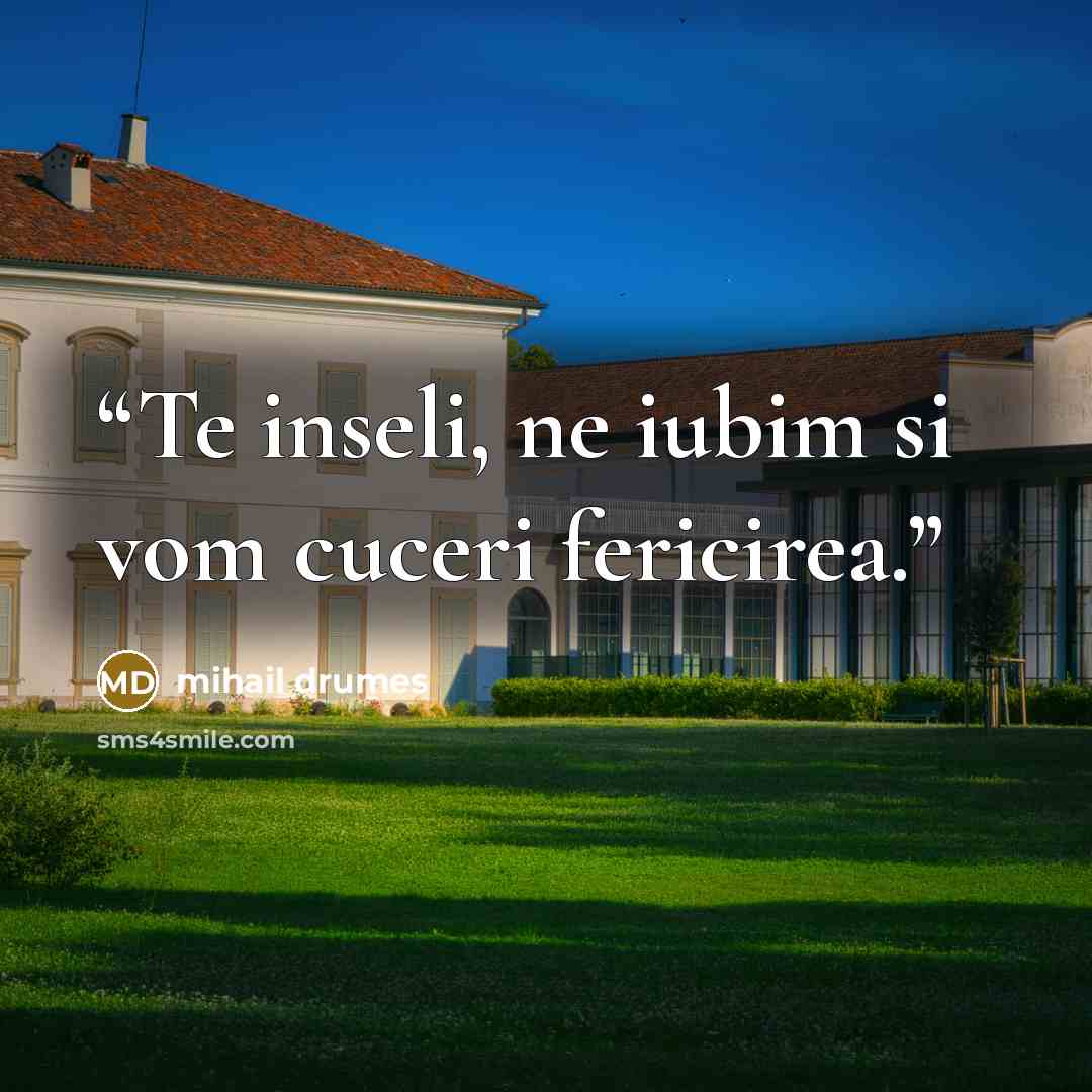“Te inseli, ne iubim si vom cuceri fericirea.” quote by Mihail Drumeş