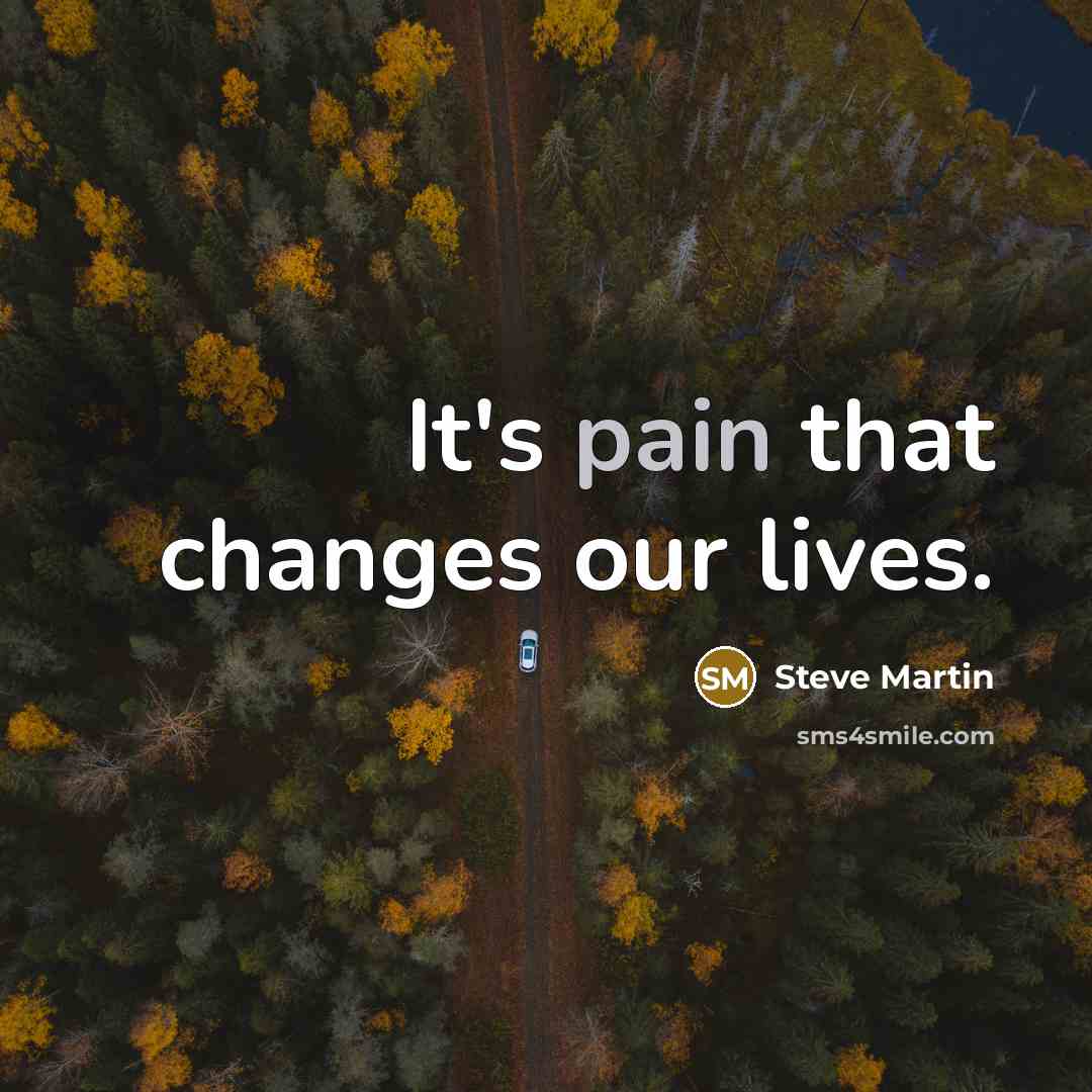 “It's pain that changes our lives.” quote by Steve Martin