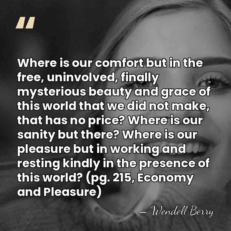 Where is our comfort but in the free, uninvolved, finally mysterious beauty&hellip; - Wendell Berry