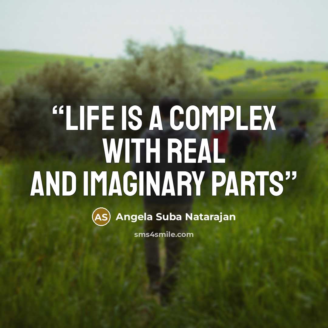 “Life is a complex with real and imaginary parts” quote by Angela Suba Natarajan