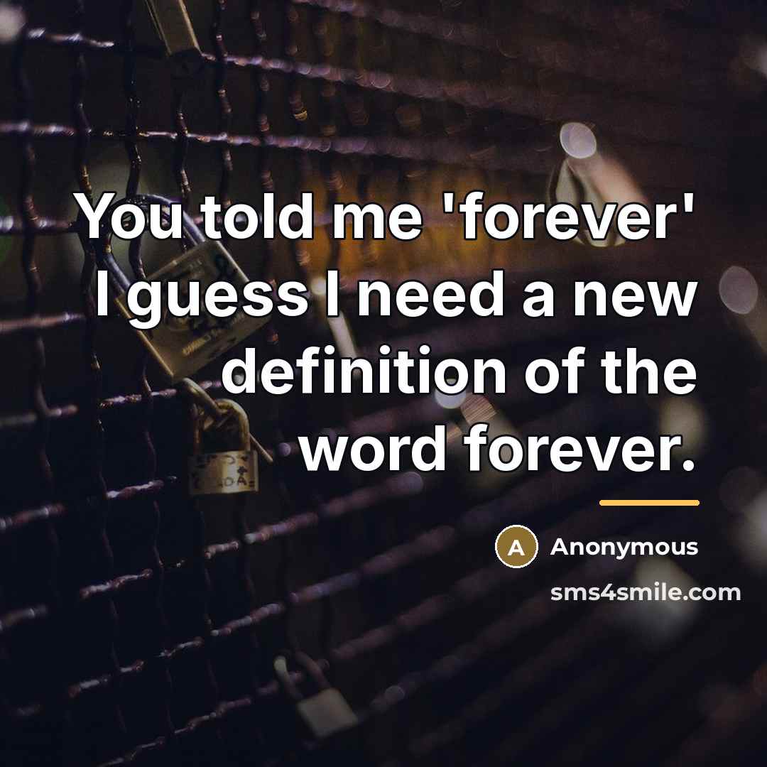 “You told me 'forever' I guess I need a new…” quote by Anonymous