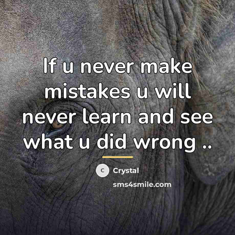 “If u never make mistakes u will never learn and…” quote by Crystal