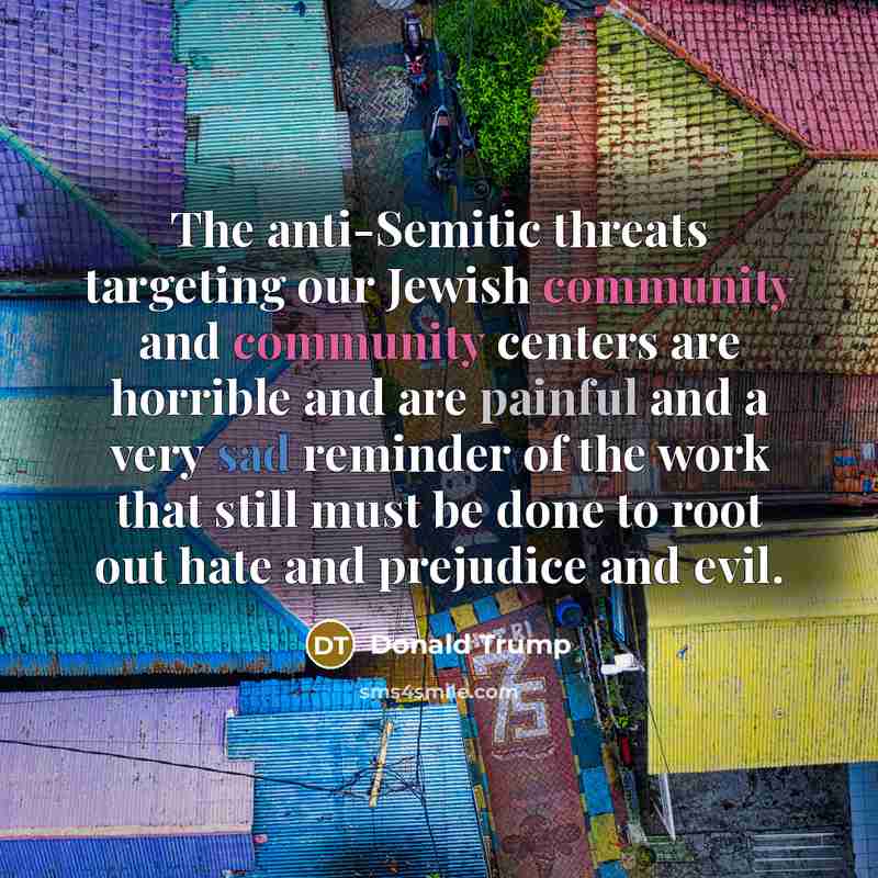 “The anti-Semitic threats targeting our Jewish community and community centers…” quote by Donald Trump
