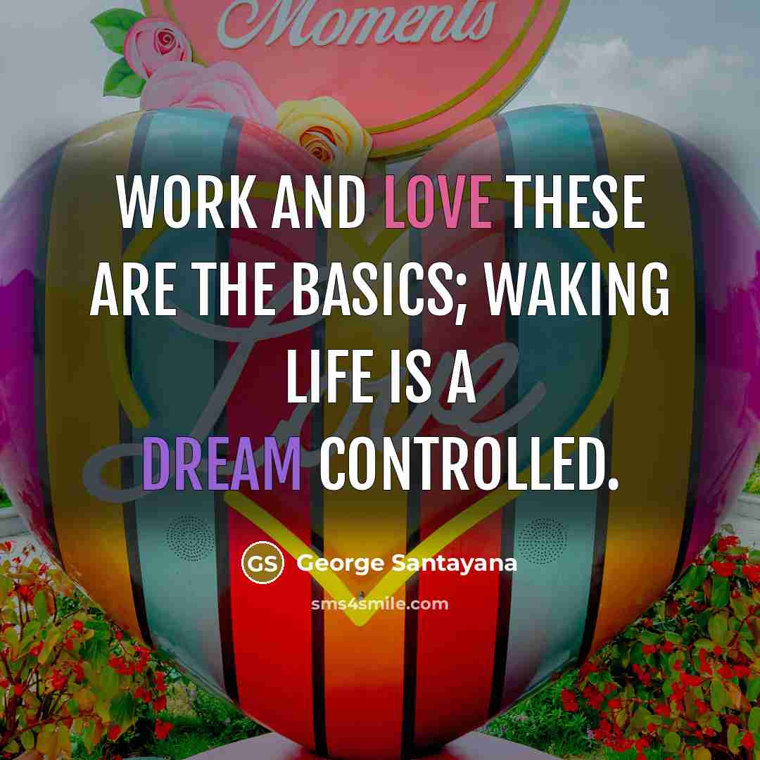 “Work and love these are the basics; waking life is…” quote by George Santayana