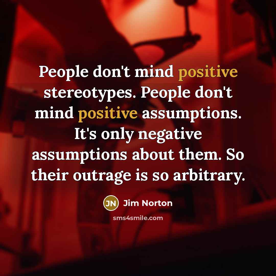 “People don't mind positive stereotypes. People don't mind positive assumptions.…” quote by Jim Norton