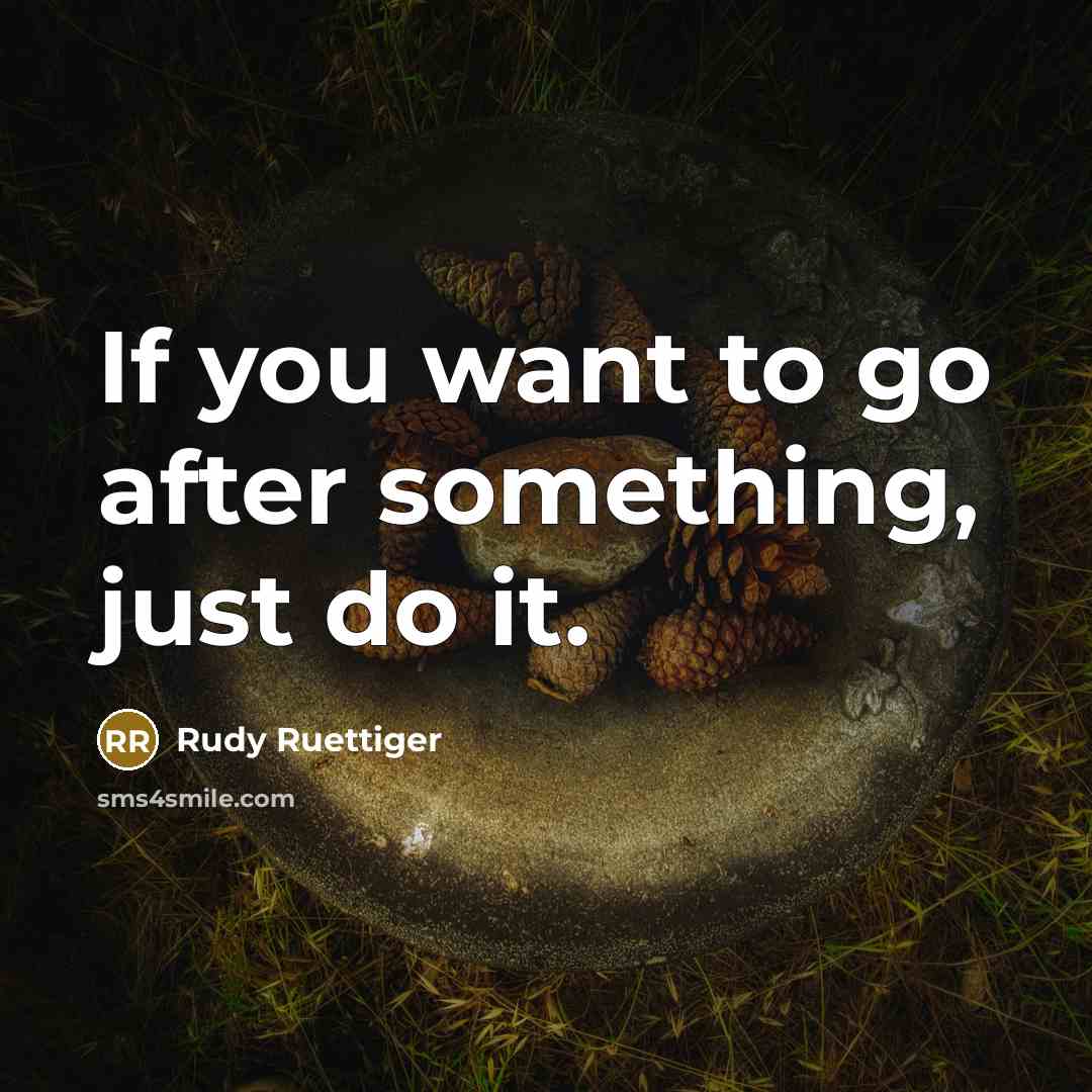 “If you want to go after something, just do it.…” quote by Rudy Ruettiger