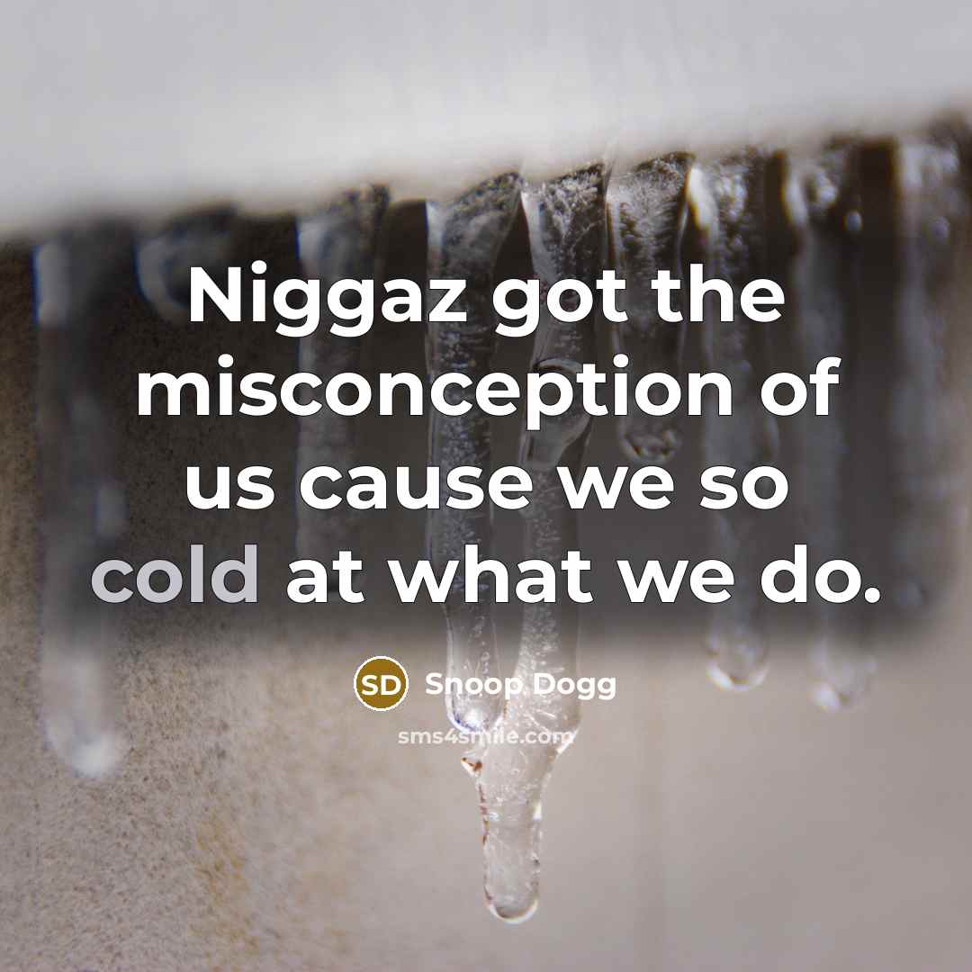 “Niggaz got the misconception of us cause we so cold…” quote by Snoop Dogg