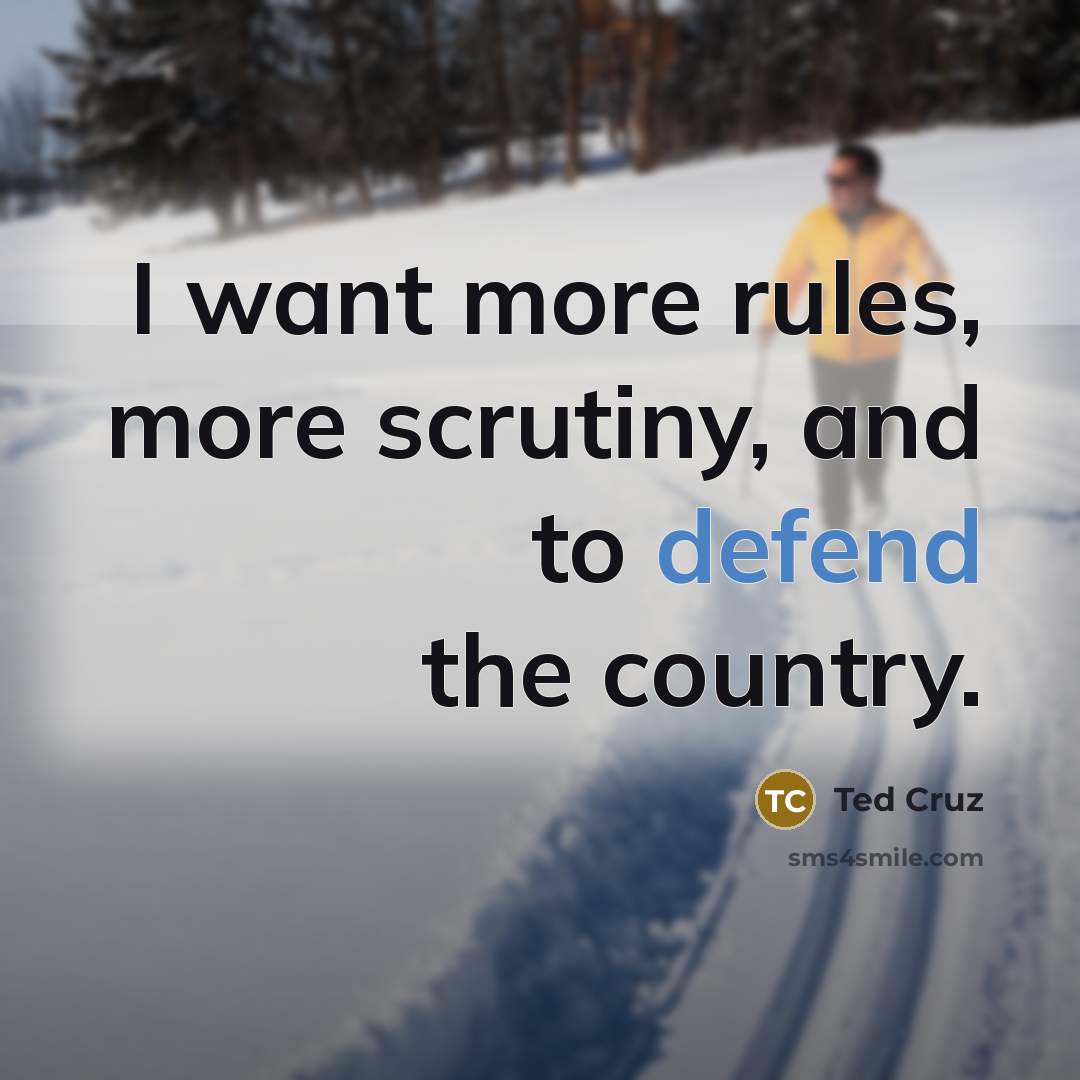“I want more rules, more scrutiny, and to defend the…” quote by Ted Cruz