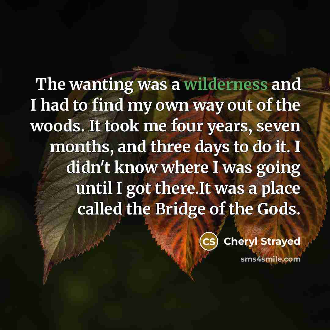 “The wanting was a wilderness and I had to find…” quote by Cheryl Strayed