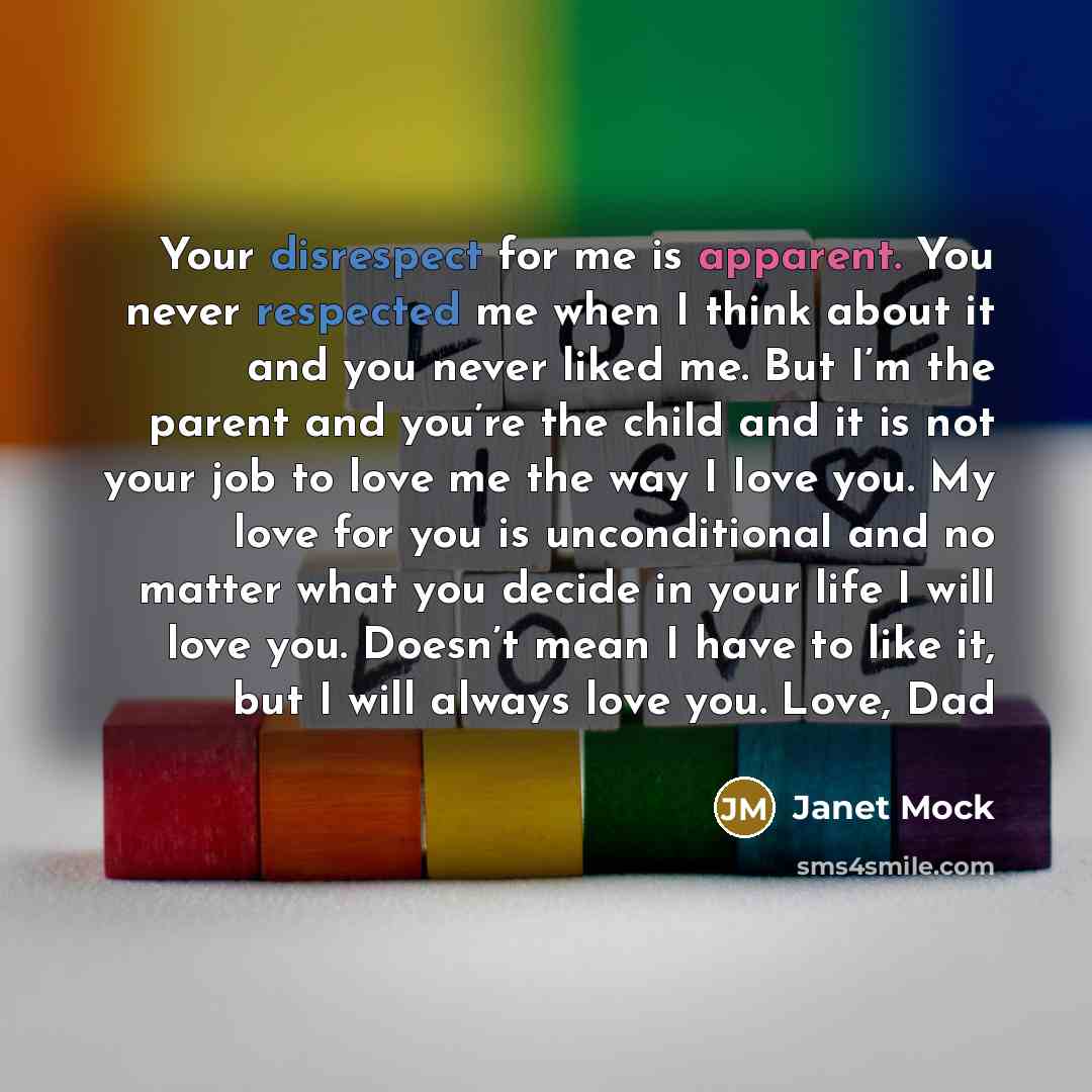 “Your disrespect for me is apparent. You never respected me…” quote by Janet Mock
