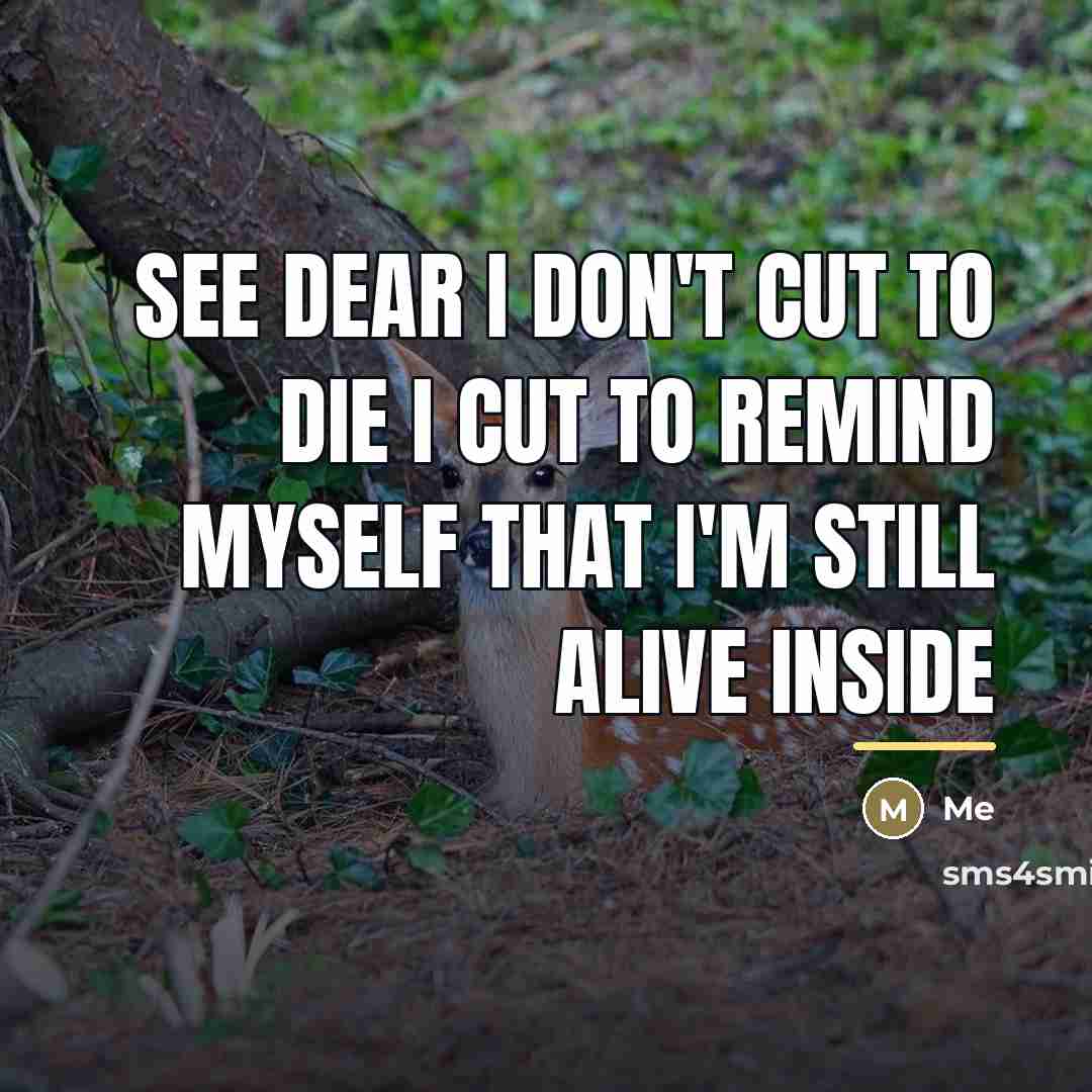 “See dear I don't cut to die I cut to…” quote by Me