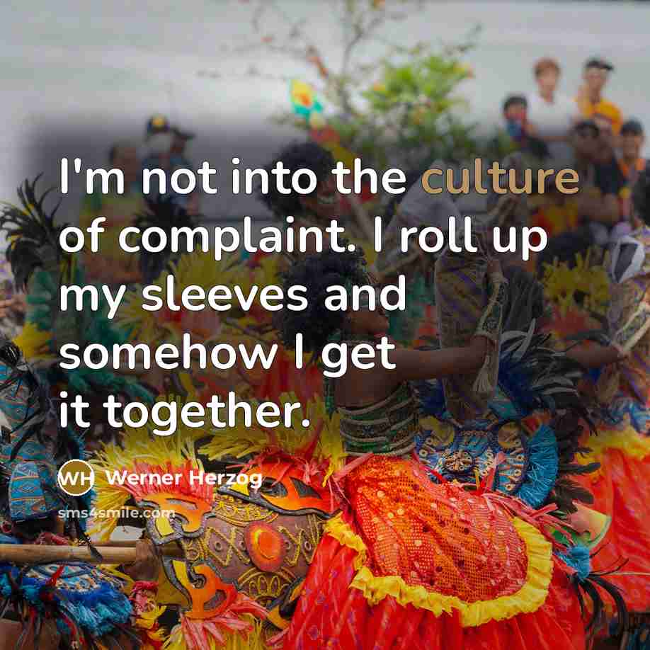 “I'm not into the culture of complaint. I roll up…” quote by Werner Herzog