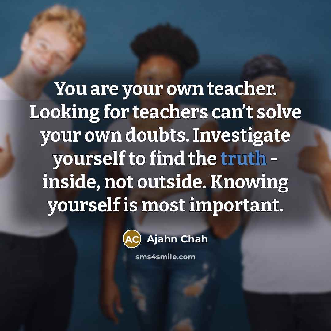 “You are your own teacher. Looking for teachers can’t solve…” quote by Ajahn Chah