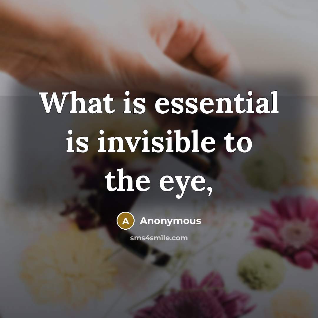 “What is essential is invisible to the eye,” quote by Anonymous