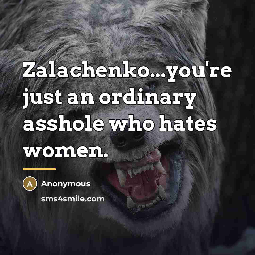 “Zalachenko...you're just an ordinary asshole who hates women.…” quote by Anonymous