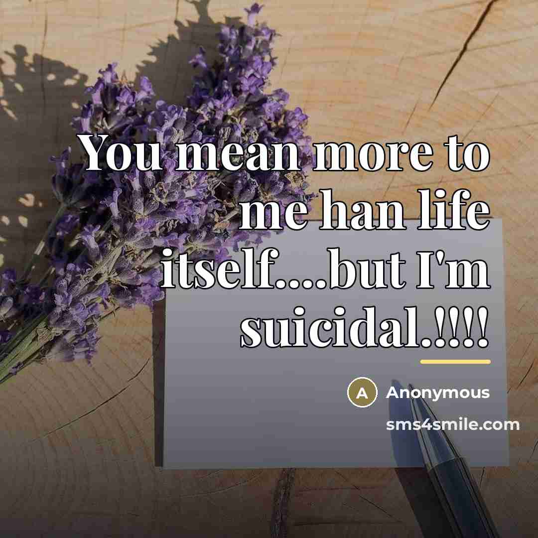 “You mean more to me han life itself....but I'm suicidal.!!!!…” quote by Anonymous