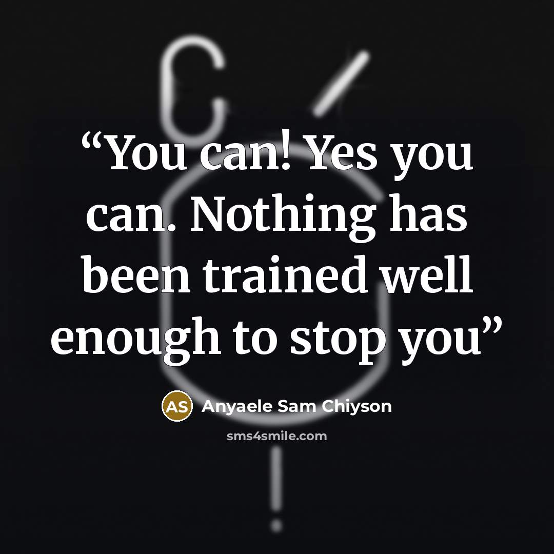 “You can! Yes you can. Nothing has been trained well enough to stop you” quote by Anyaele Sam Chiyson