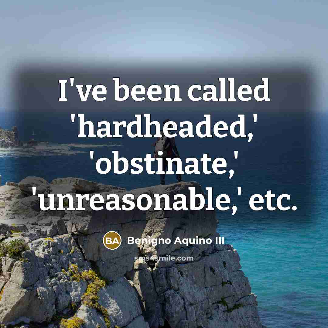 “I've been called 'hardheaded,' 'obstinate,' 'unreasonable,' etc.…” quote by Benigno Aquino III