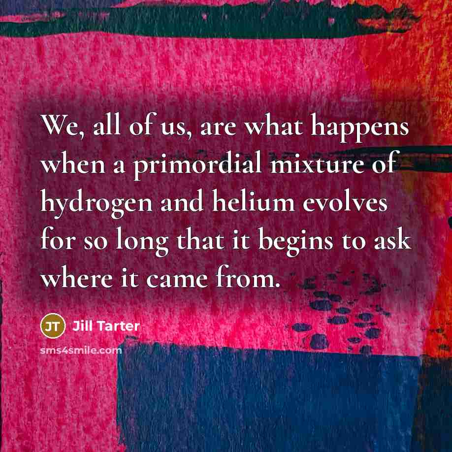 “We, all of us, are what happens when a primordial…” quote by Jill Tarter