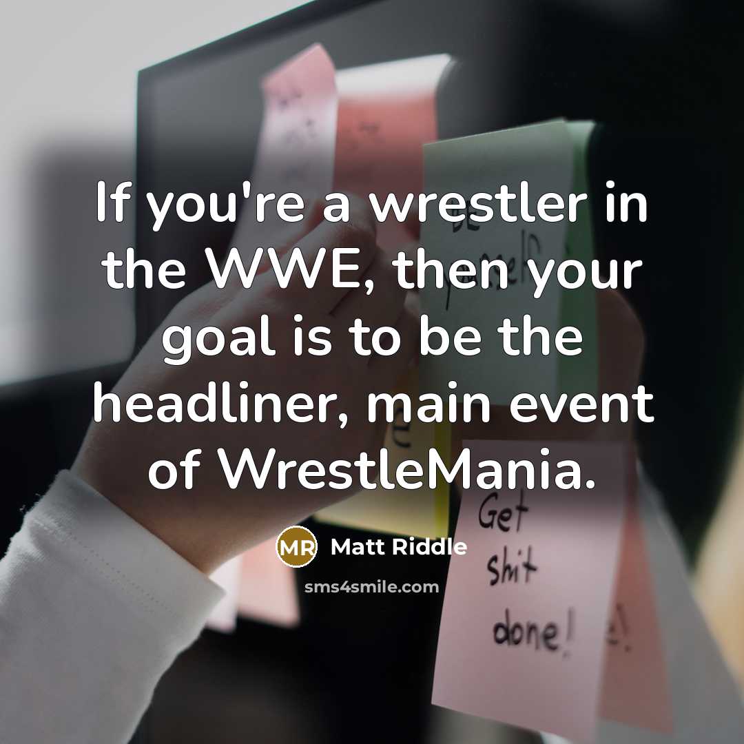 “If you're a wrestler in the WWE, then your goal…” quote by Matt Riddle