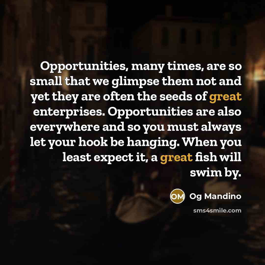 “Opportunities, many times, are so small that we glimpse them…” quote by Og Mandino