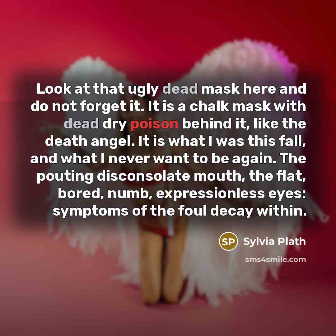 “Look at that ugly dead mask here and do not…” quote by Sylvia Plath