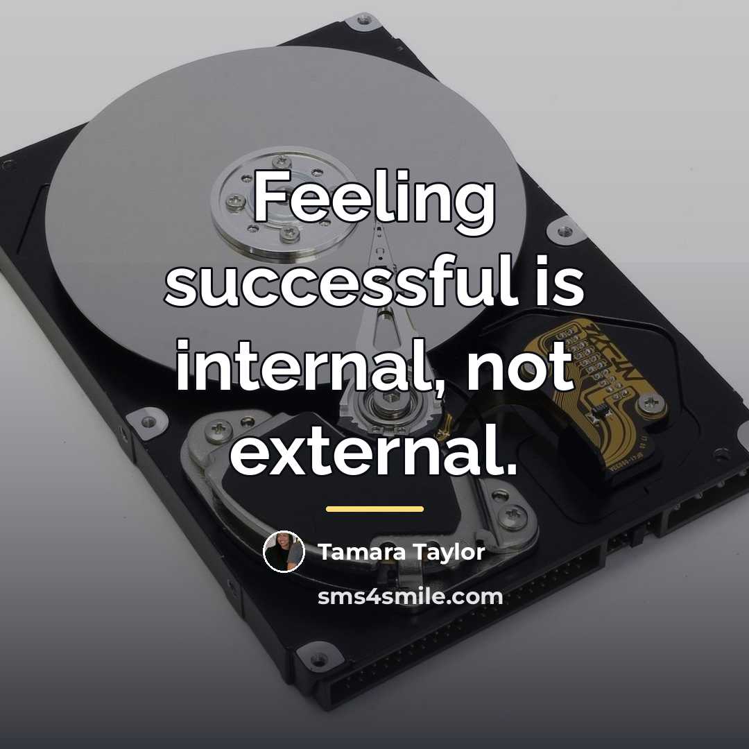 “Feeling successful is internal, not external.…” quote by Tamara Taylor
